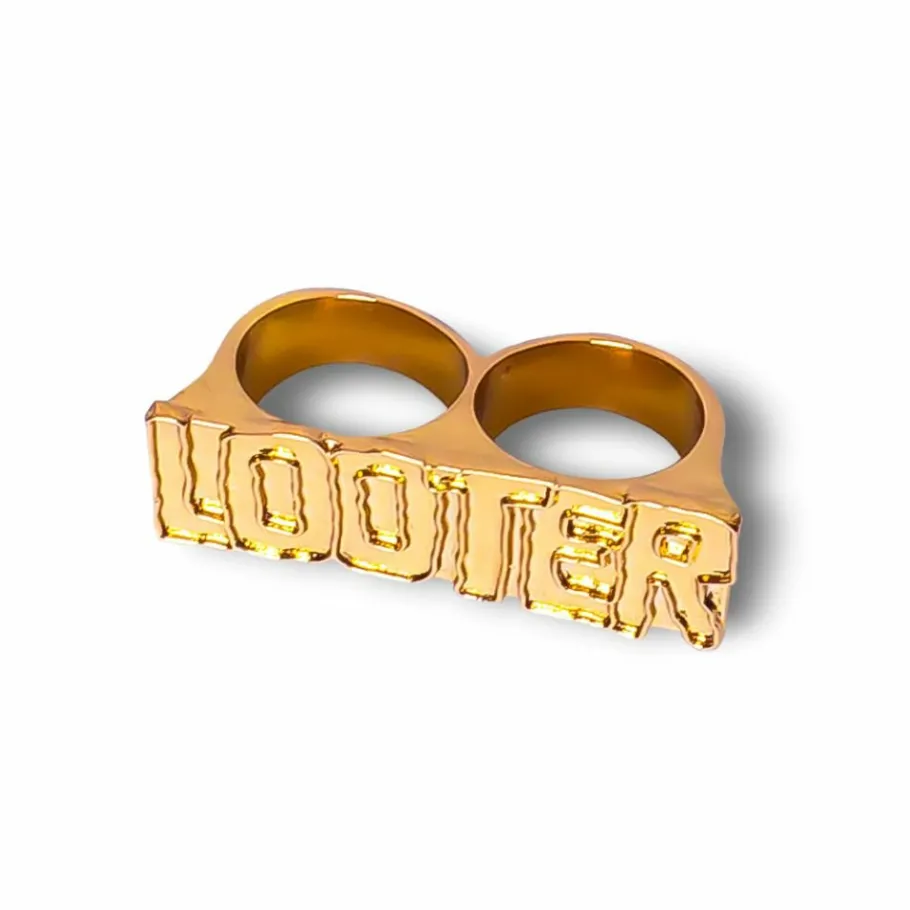 Grimey Liveution Ss21 Golden Two-Finger Ring Spring 21 Shop