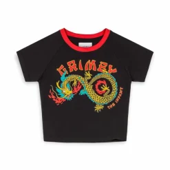 Grimey Lucky Dragon Girl Raglan Fitted Tee - Black - Ss24 Shop