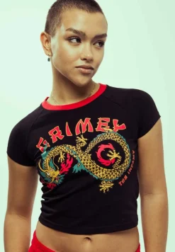 Grimey Lucky Dragon Girl Raglan Fitted Tee - Black - Ss24 Shop