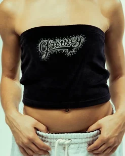 Grimey Madrid Velvet Girl Crop Tube - Black - Fw23 Fashion