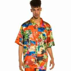 Grimey "Ocean Gateways" Button Up Shirt - Red - Summer 22 Store