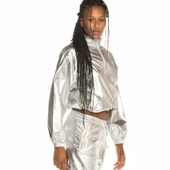Grimey Planet Noire Girl Track Jacket Fw19 Silver Clearance