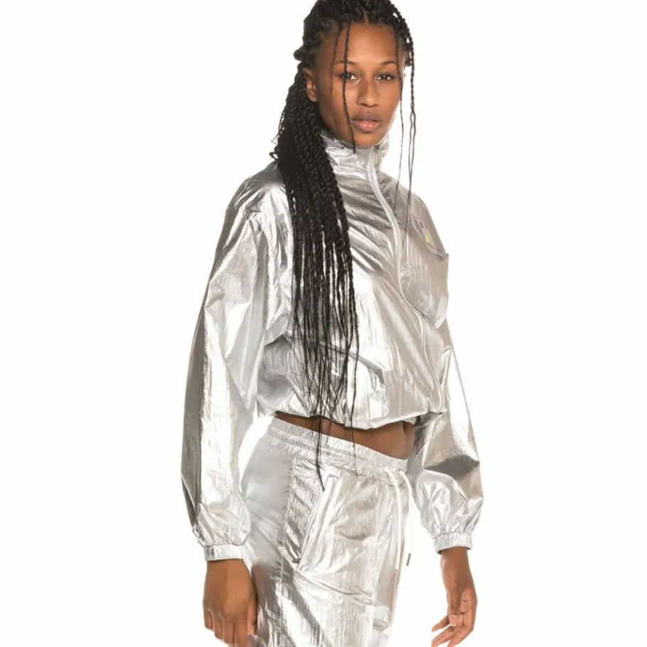 Grimey Planet Noire Girl Track Jacket Fw19 Silver Clearance