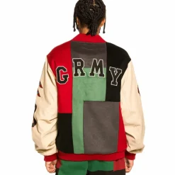Grimey "Singgang Junction" Wool Baseball Jacket - Green - Fall 21 Shop
