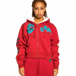 Grimey "Singgang Junction" Girl Zipper Hoodie - Red - Fall 21 Store