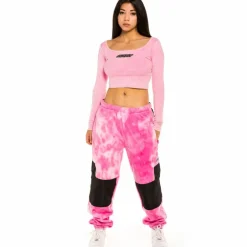 Grimey "Space Lady" Long Sleeve Crop Top - Bleached Pink - Winter 21 Fashion