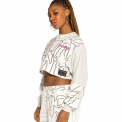 Grimey Strange Fruit All Over Print Crop Crewneck Spring 21 White Fashion