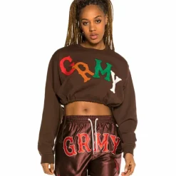 Grimey "The Loot" Girl Crop Crewneck Brown - Spring 21 Fashion