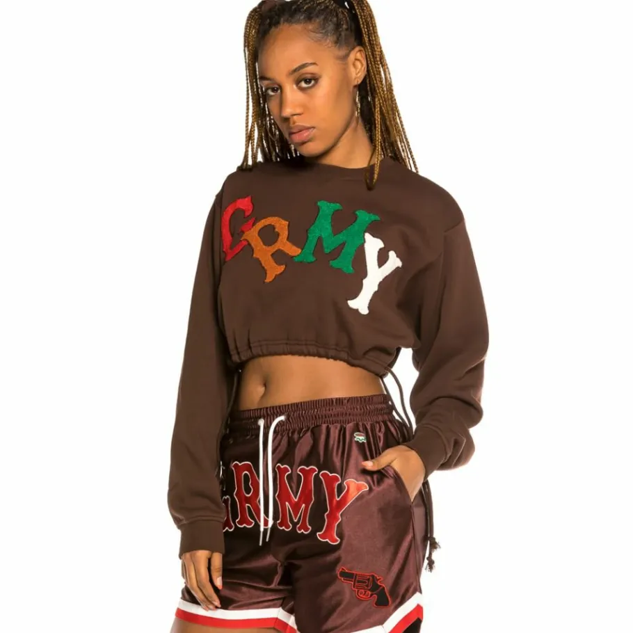 Grimey "The Loot" Girl Crop Crewneck Brown - Spring 21 Fashion