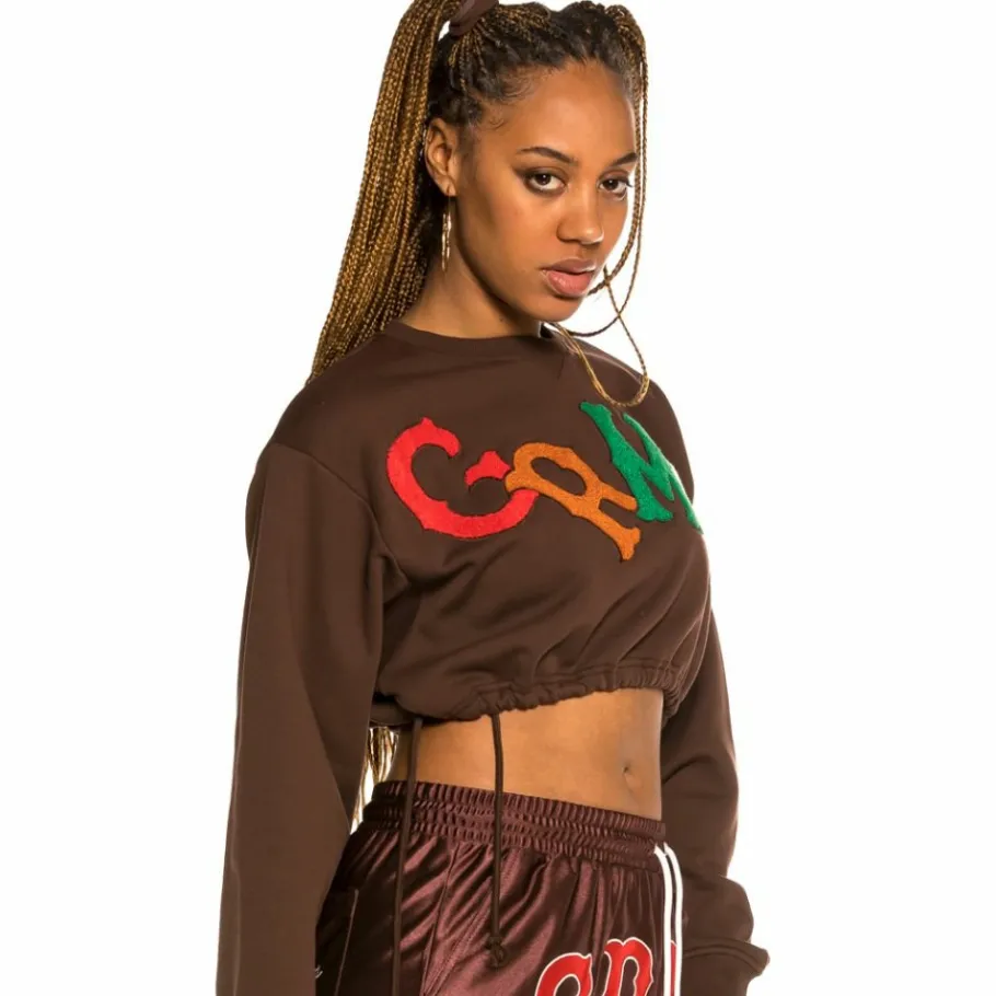 Grimey "The Loot" Girl Crop Crewneck Brown - Spring 21 Fashion