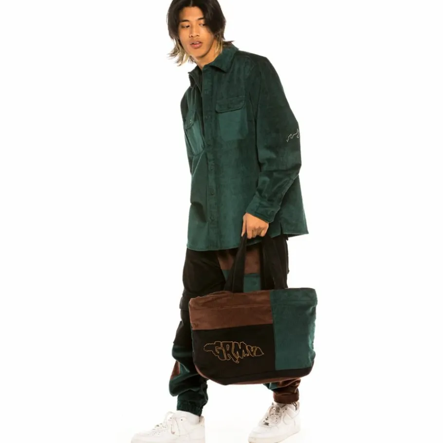 Grimey "Tote" Aged Rum Corduroy Bag - Winter 21 - Green Sale