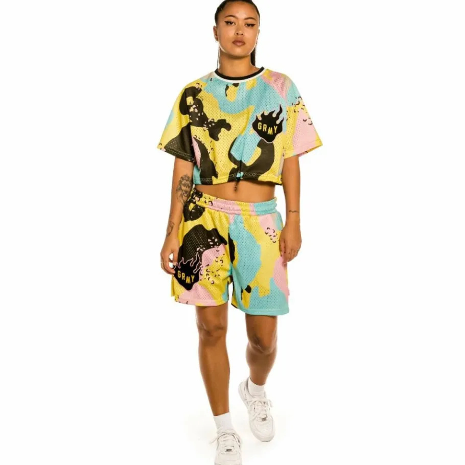 Grimey "Trespass All Over Print" Girl Mesh Short - Camo - Summer 22 Best
