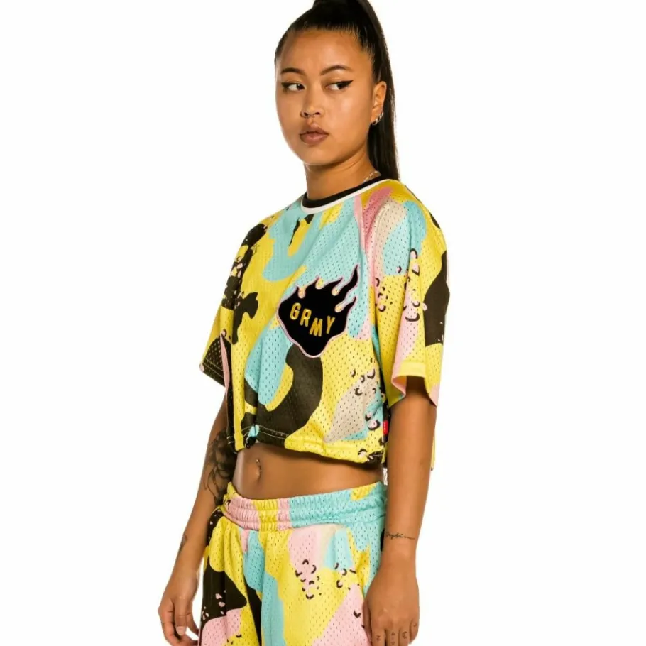 Grimey "Trespass" Girl Crop Top - Camo - Summer 22 New