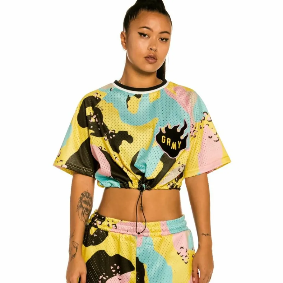 Grimey "Trespass" Girl Crop Top - Camo - Summer 22 New