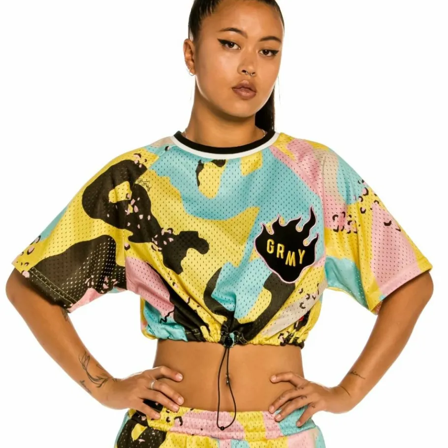 Grimey "Trespass" Girl Crop Top - Camo - Summer 22 New