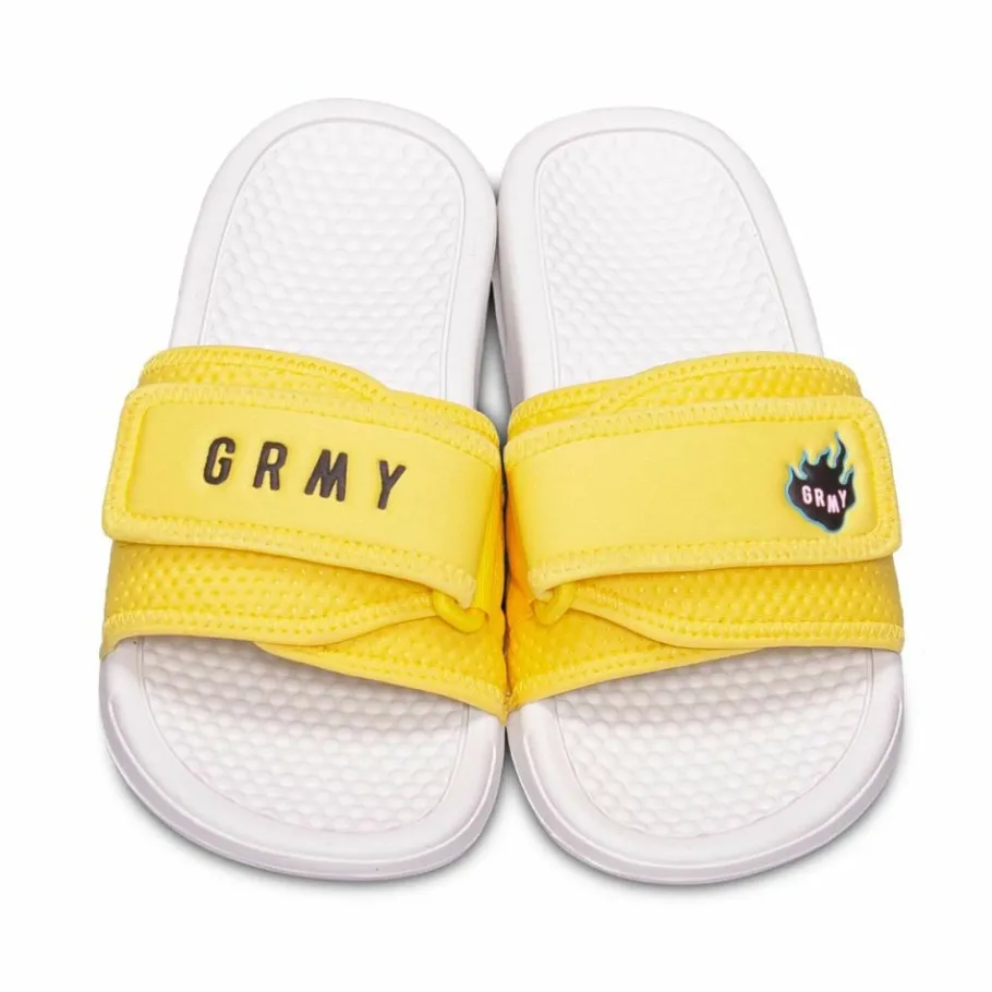 Grimey "Trespass" Slides - Yellow - Summer 22 Cheap