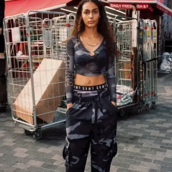 Grimey Tusker Temple Micro Mesh Girl Long Sleeve Crop Top - Black - Fw23 Store