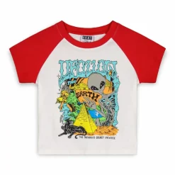 Grimey Ufollow Girl Raglan Fitted Top - Red - Spring 23 Cheap