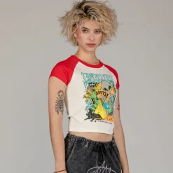 Grimey Ufollow Girl Raglan Fitted Top - Red - Spring 23 Cheap