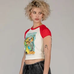 Grimey Ufollow Girl Raglan Fitted Top - Red - Spring 23 Cheap