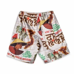 Grimey Viet Cong Beer Satin Short - White - Summer 23 Online