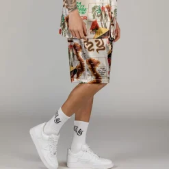 Grimey Viet Cong Beer Satin Short - White - Summer 23 Online