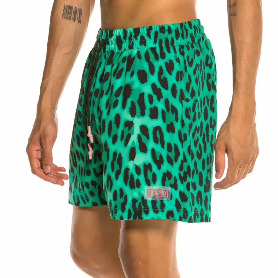 Grimey Yanga Swimming Shorts Leopard Ss20 Green New