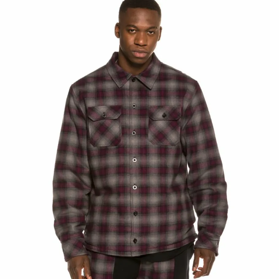 Grimey Yoga Fire Padded Flannel Long Sleeve Shirt Fw20 Black Online