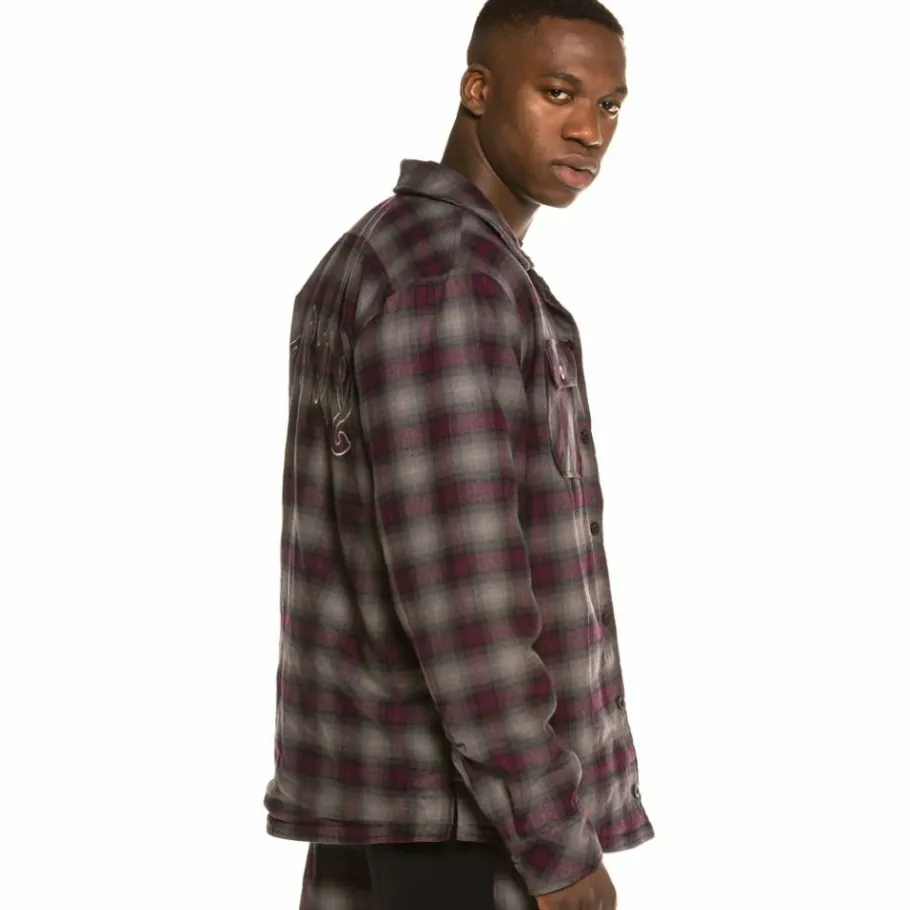 Grimey Yoga Fire Padded Flannel Long Sleeve Shirt Fw20 Black Online