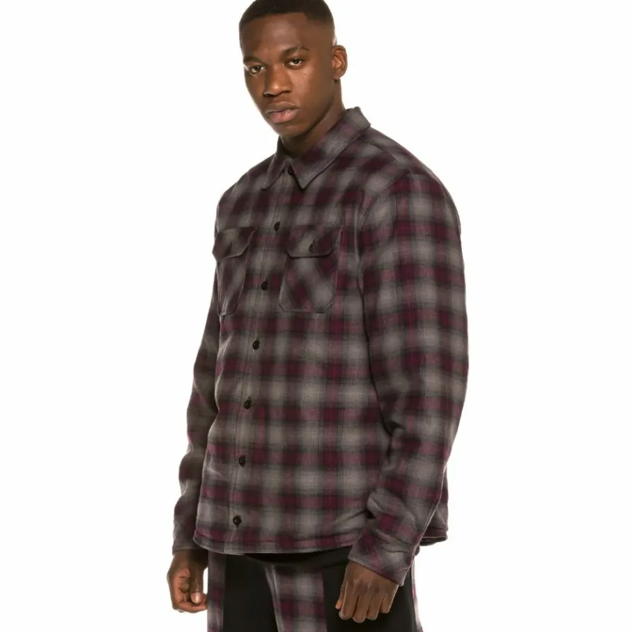 Grimey Yoga Fire Padded Flannel Long Sleeve Shirt Fw20 Black Online