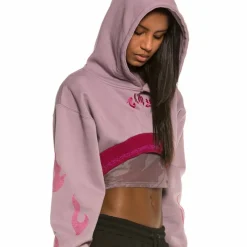 Grimey Yoga Fire Super Crop Hoodie Ss20 Violet Outlet