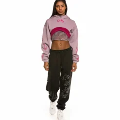 Grimey Yoga Fire Super Crop Hoodie Ss20 Violet Outlet