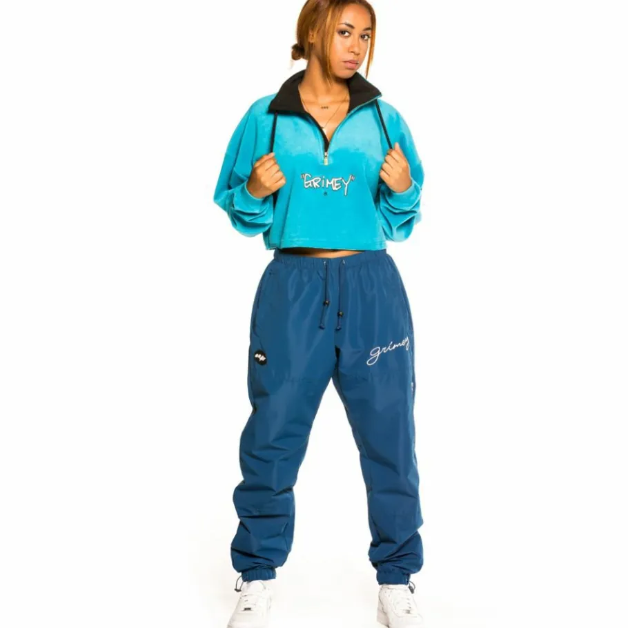 Grimey Pack Crop Sweatahirt + Track Pant "Martinica / Gem Cutting" - Blue/Navy - Fall 21 Fashion