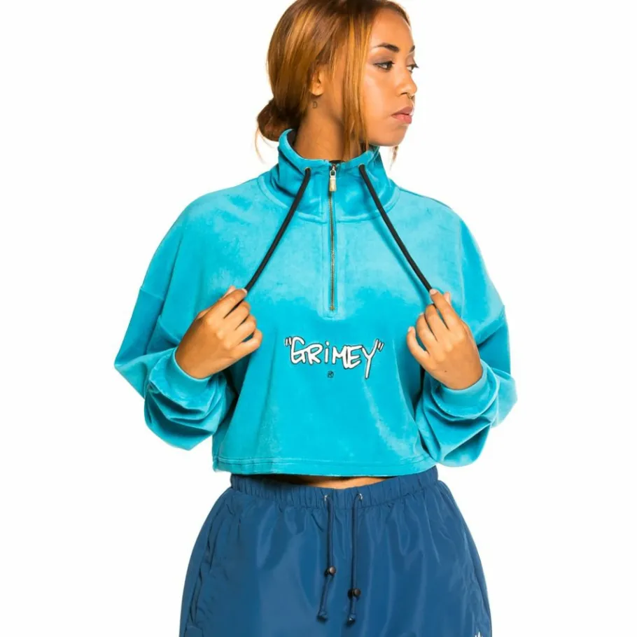 Grimey Pack Crop Sweatahirt + Track Pant "Martinica / Gem Cutting" - Blue/Navy - Fall 21 Fashion