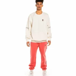Grimey Pack Pant + Crewneck "Day Dreamer" - Coral/White - Spring 22 Cheap