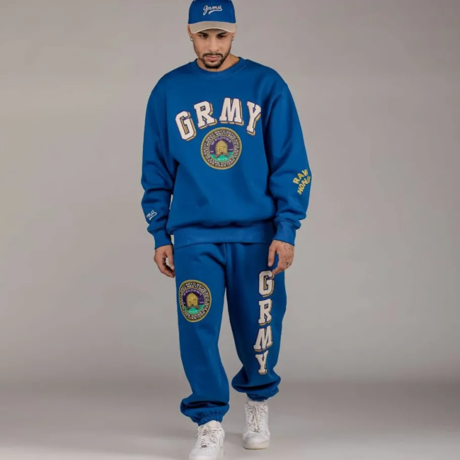 Grimey Pack Pant + Crewneck "Hive" Heavyweight - Blue - Fall 22 Store