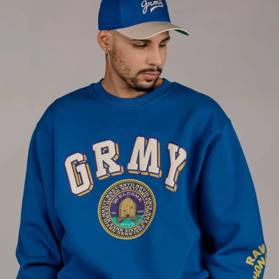Grimey Pack Pant + Crewneck "Hive" Heavyweight - Blue - Fall 22 Store