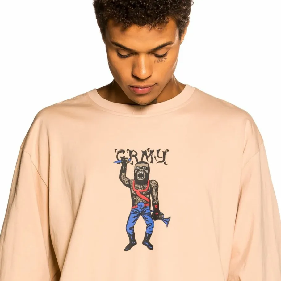 Grimey Pack Pant + Ls Tee "Jazz Thing" - Ochre/Cream - Fall 21 Discount