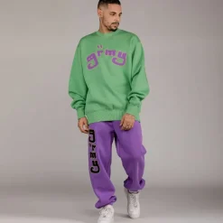 Grimey Pack Pant + Sweatshirt "Lust Mantra" - Purple/Green - Fall 22 Cheap