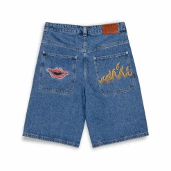 Grimey Pantalon Corto Burn In Flames - Shorts Washed Blue - Ss24 Flash Sale