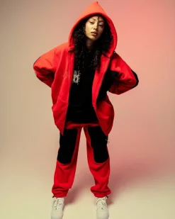 Grimey Pantalon Back At You Polar Fleece - Red - Fw23 Shop