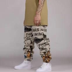 Grimey Pantalon Lost Boys All Over Sweatpants - Cream - Winter 22 Clearance
