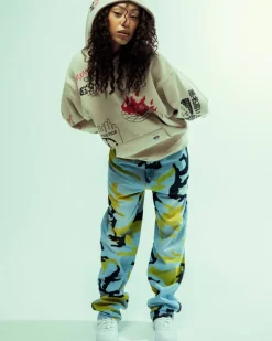 Grimey Pantalon Vaquero The Strait Talk All Over Print Camo Regular - Washed Camo - Fw23 Fashion
