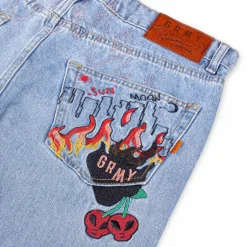 Grimey Pantalon Vaquero The Sweet Burn Regular - Washed Blue - Fw23 Fashion