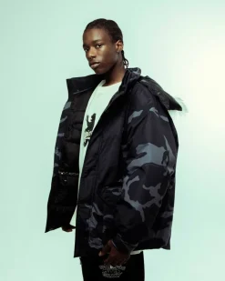 Grimey Parka All Over Print Tusker Temple Puffer - Black - Fw23 Sale