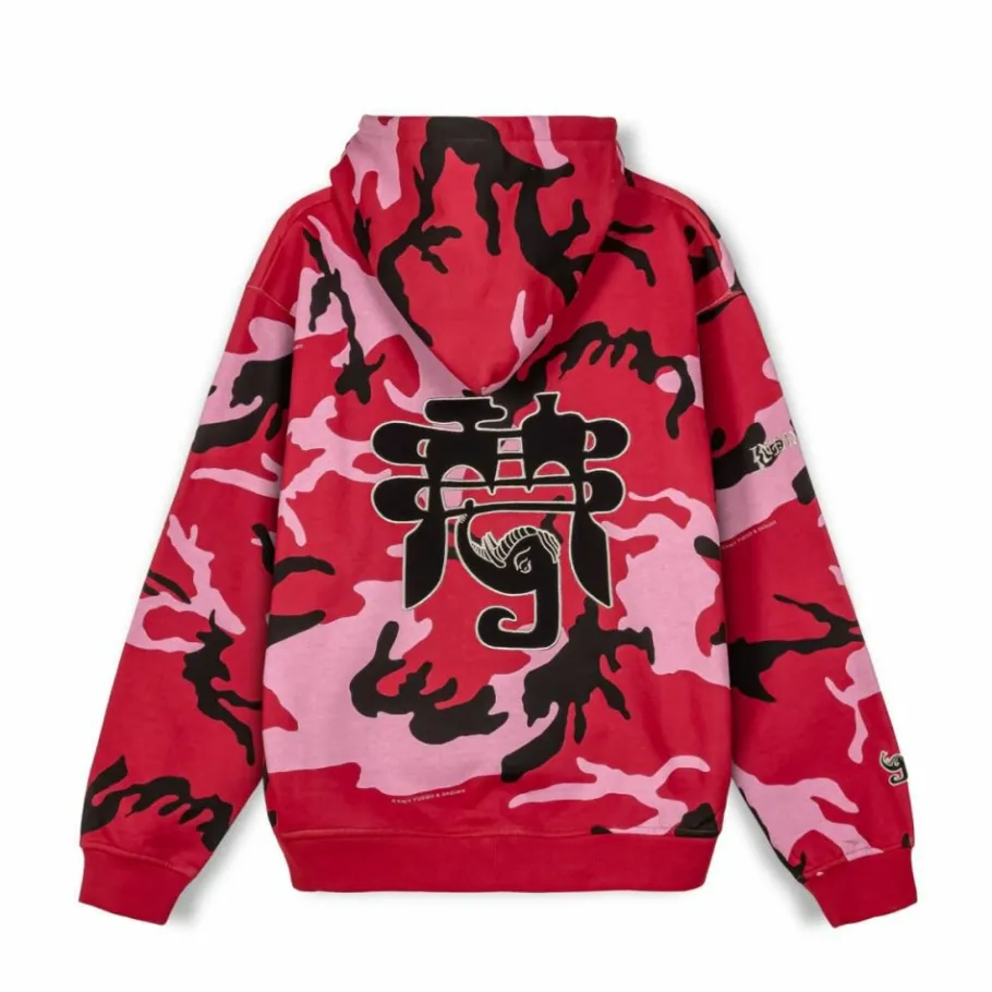 Grimey Sudadera Capucha All Over Print Tusker Temple Vintage - Red - Fw23 Online
