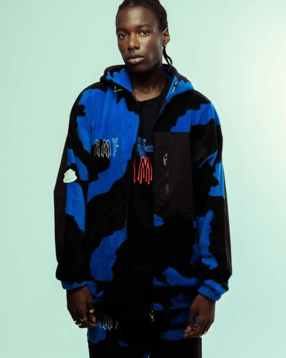 Grimey Sudadera Capucha Back At You All Over Print Polar - Royal Blue - Fw23 Shop