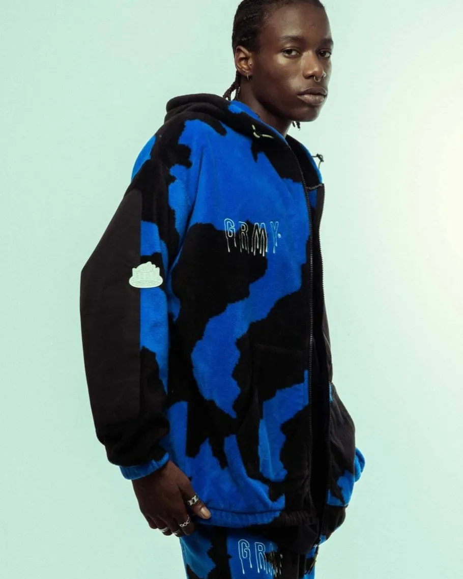 Grimey Sudadera Capucha Back At You All Over Print Polar - Royal Blue - Fw23 Shop