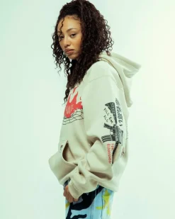 Grimey Sudadera Capucha Back At You Wide Hole Vintage - Cream - Fw23 Outlet