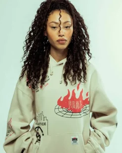 Grimey Sudadera Capucha Back At You Wide Hole Vintage - Cream - Fw23 Outlet